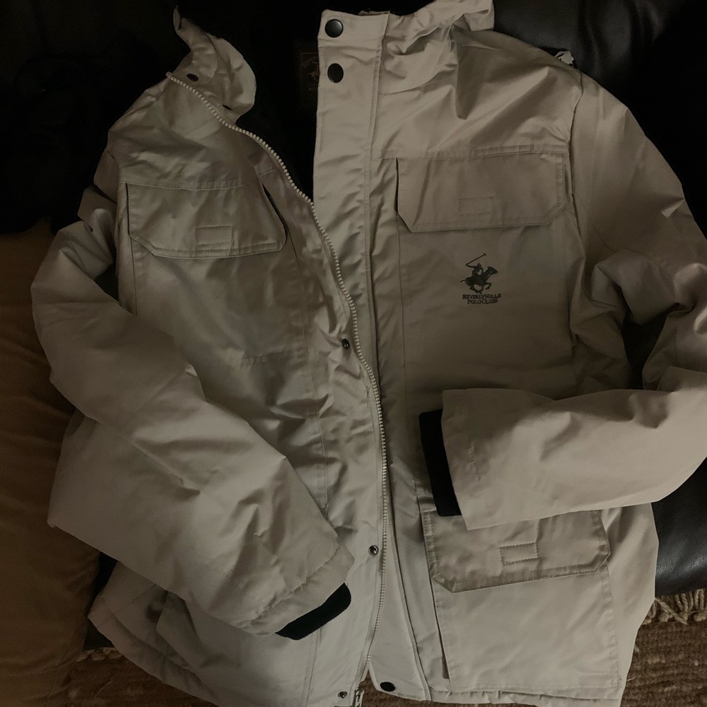 Beverly Hills Polo mens taupe winter jacket